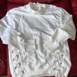 ANTHROPOLOGIE- Just Female White Sweater with Lace-Up Sides